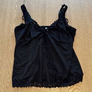 Vintage Pink K Lace Trim Tank Top 2X